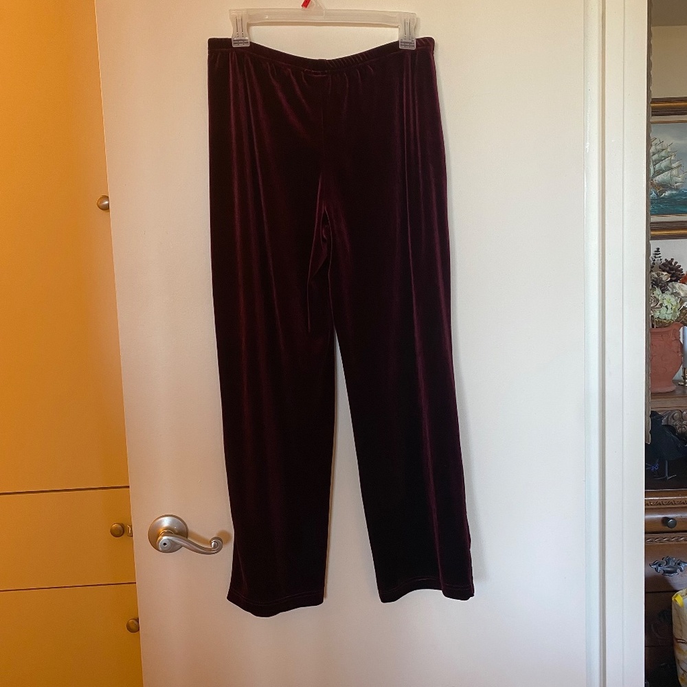 Believe Burgundy Velour Straight Leg Pants Y2K Lounge Size 8 - Picture 3 of 16